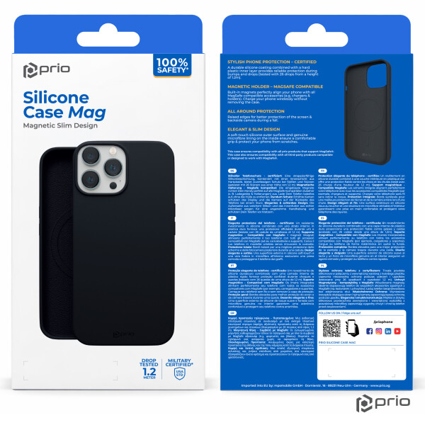 prio Silikonschutzhülle MAG für iPhone 14 / 13 schwarz | Case, Cover, Gehäuse