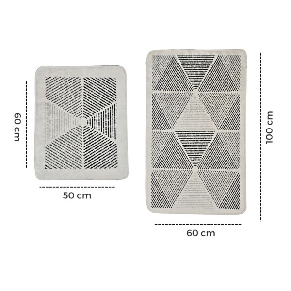 Miqna 2-piece non-slip bath mat Set , washable (60x100 & 50x60 cm)