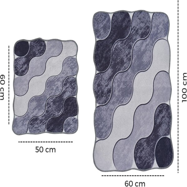 Miqna 2-piece non-slip bath mat Set , washable (60x100 & 50x60 cm)