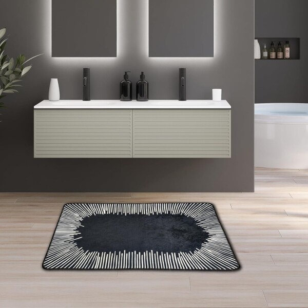 Miqna 2-piece non-slip bath mat Set , washable (60x100 &amp;amp; 50x60 cm)
