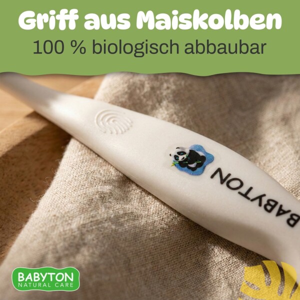 Babyton organic toothbrush made from corn, soft & environmentally friendly, ergonomic handle