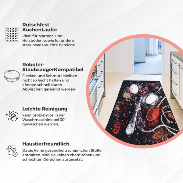 miqna Non-Slip Washable Kitchen Rug Black – Kitchen Runner &amp;amp; Mat