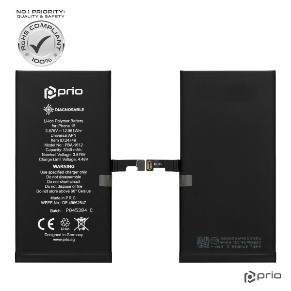 prio Diagnosable Battery for iPhone 15