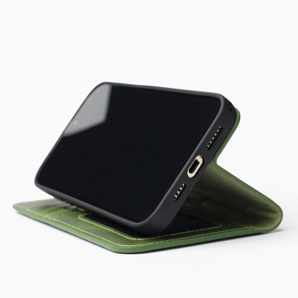 Wachikopa Leather Case for iPhone 15 Plus Card Slot & Stand Function