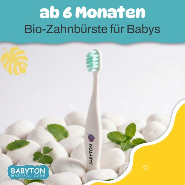 Babyton organic toothbrush made from corn, soft & environmentally friendly, ergonomic handle