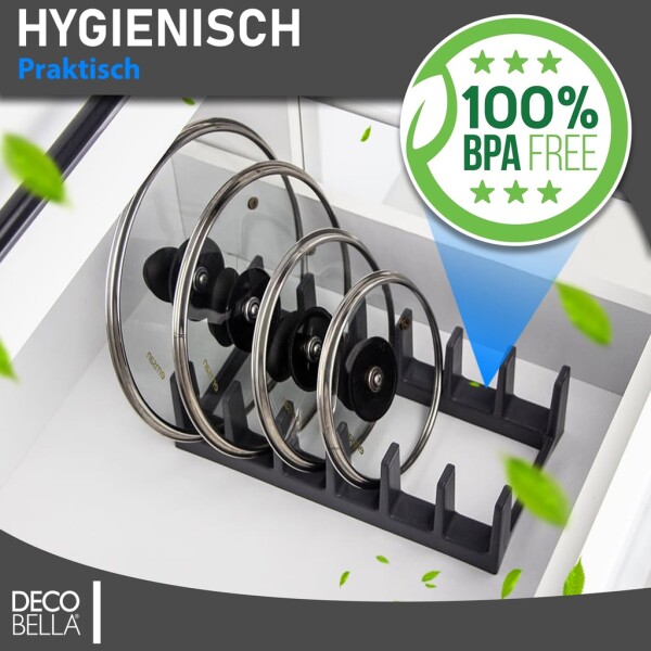 DecoBella 2 Stück Topfdeckelhalter 6 Fächer – platzsparender Küchen Organizer