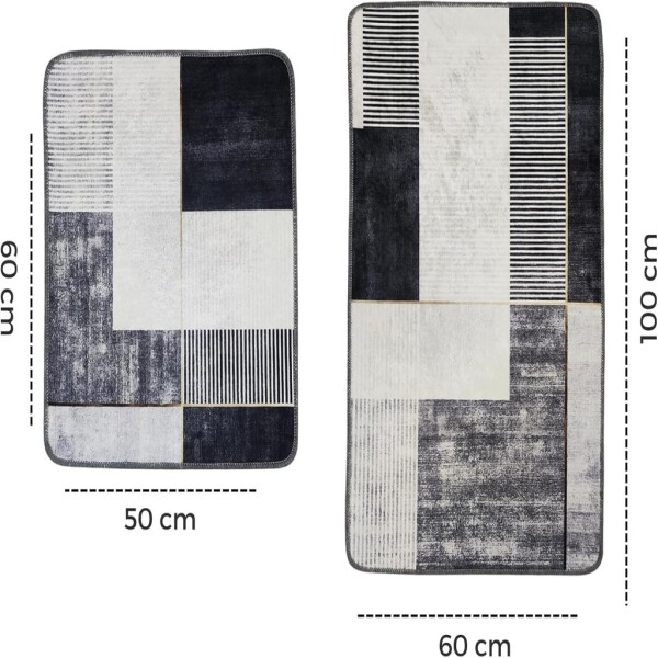 Set tapis de bain antidérapants Miqna 2 pièces, lavables (60x100 et 50x60 cm)
