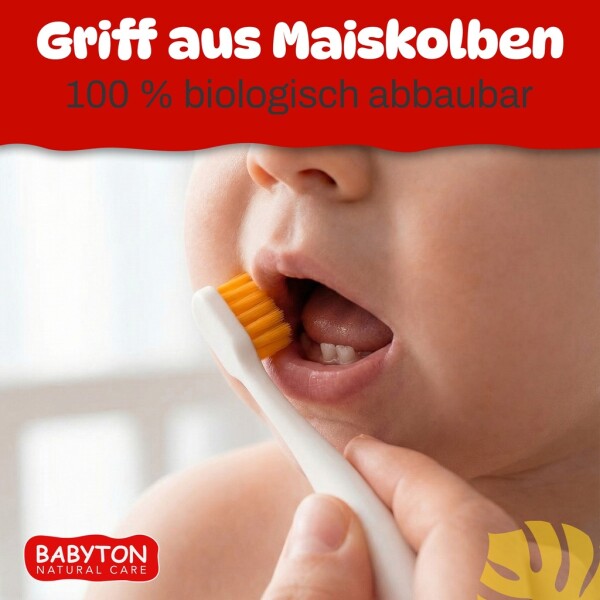 Babyton organic toothbrush made from corn, soft & environmentally friendly, ergonomic handle