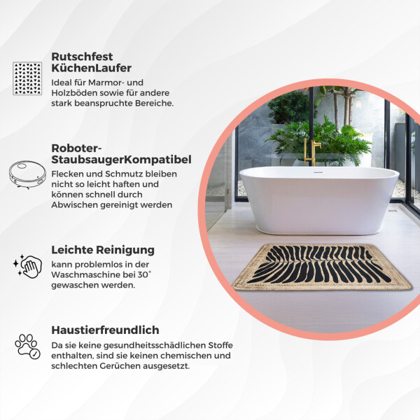Miqna 2 parçalı kaymaz banyo paspası Set , yıkanabilir (60x100 ve 50x60 cm)