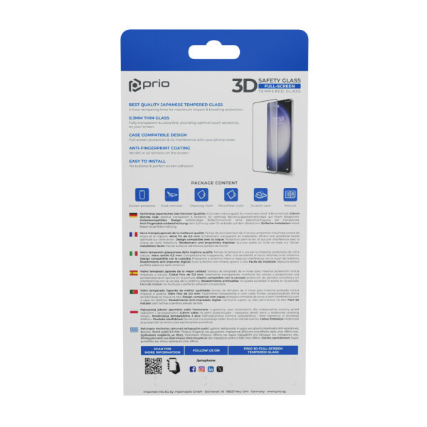 prio 3D Tempered Glass Screen Protector for Samsung S24 black