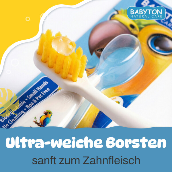 Babyton organic toothbrush made from corn, soft & environmentally friendly, ergonomic handle
