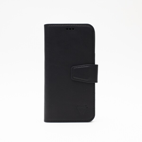 Capa de couro Wachikopa para iPhone 14 com compartimento para cartão e função de suporte.