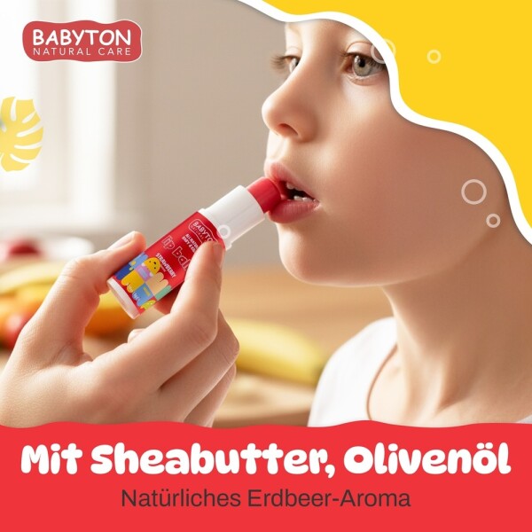 Babyton Children's Lip Balm Strawberry 5g | Natural, Paraben-Free, Gentle