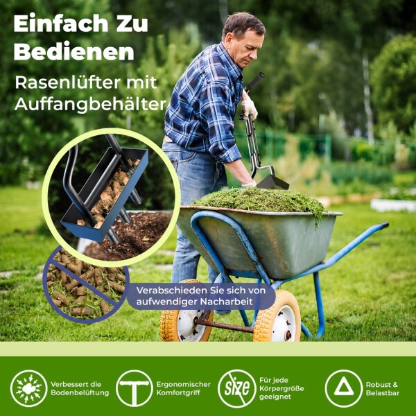 Kedoxi Manual Lawn Aerator 3 Tines, 38in Aerator for Garden & Yard