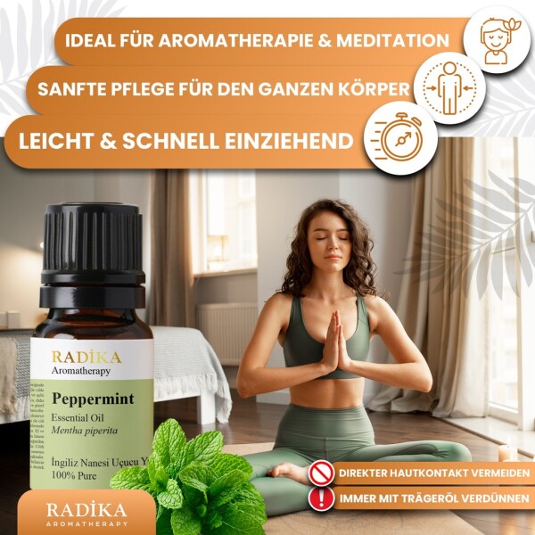 Peppermint oil, essential oil, 100% pure, organic, natural, 10 ml