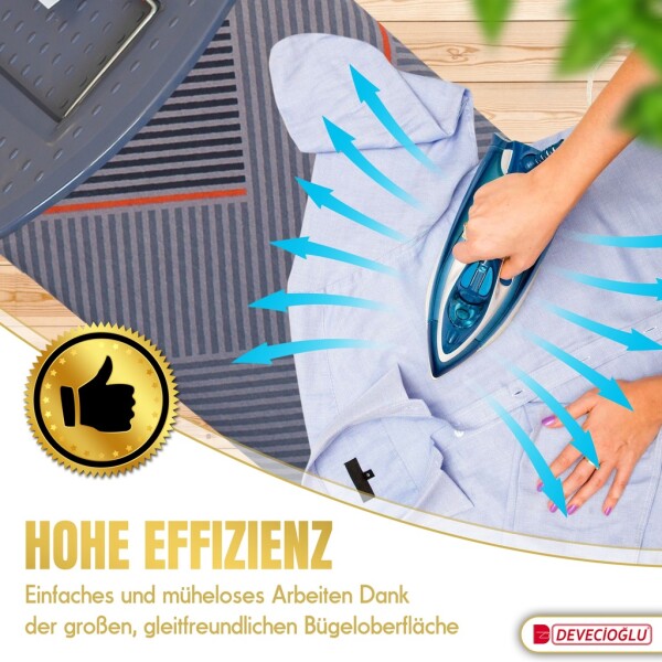 Tabla de planchar, soporte para plancha, funda para tabla de planchar 40x140cm, altura 68-90cm, gris