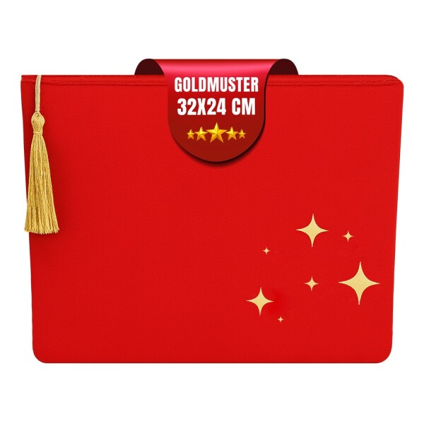 Women's toiletry bag, cosmetic bag, red, gold patterned, 32 x 24 cm