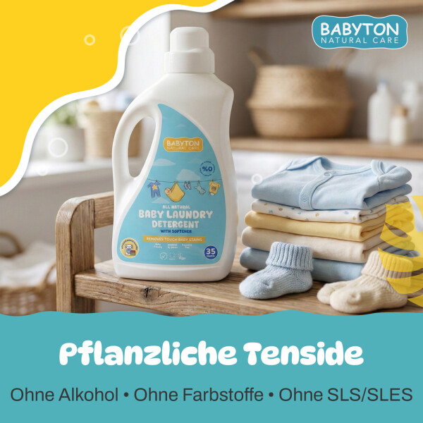 Babyton Baby Laundry Detergent 1000ml | gentle, liquid, 35 washes, safe for babies