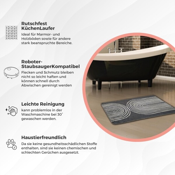 Miqna 2-piece non-slip bath mat Set , washable (60x100 &amp;amp; 50x60 cm)