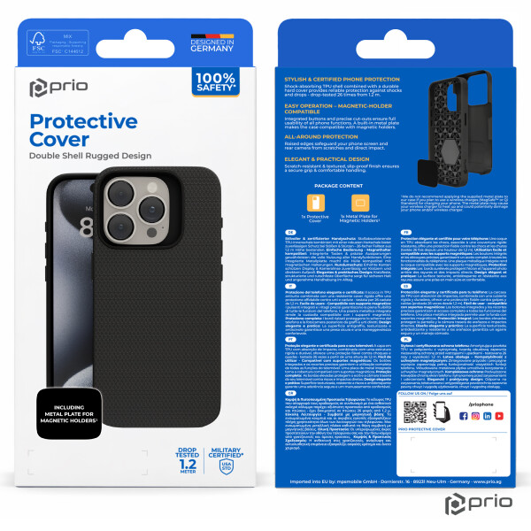 Funda protectora Prio para Samsung A17 5G/A16 5G/A16/A26 5G (negra)