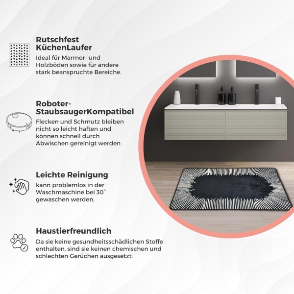 Miqna 2-piece non-slip bath mat Set , washable (60x100 &amp;amp; 50x60 cm)