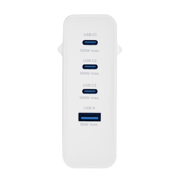 prio 100W GaN Power Charger PD PPS (USB C) + QC 3.0 (USB A) white