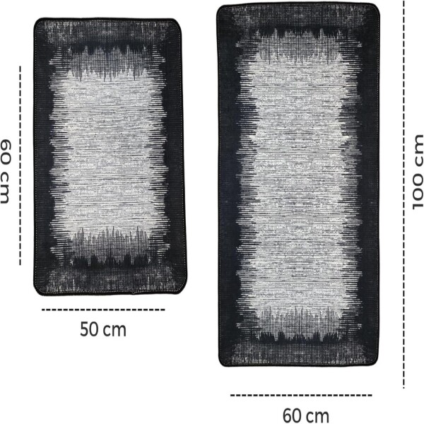 Miqna Set 2 protiskluzových koupelnových předložek, pratelná (60x100 a 50x60 cm)