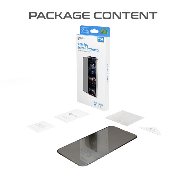 Verre trempé anti-espion 3D prio pour iPhone 18 Pro Max noir