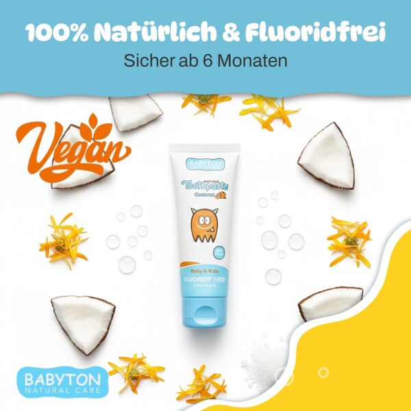 Babyton Natural Toothpaste Tropical Flavor, SLS/Fluoride/Paraben Free 50ml