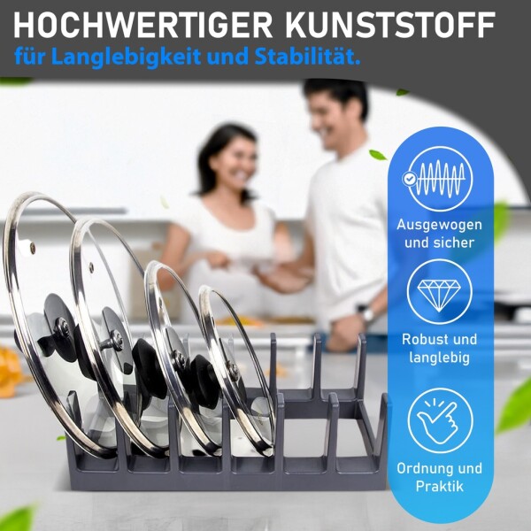 DecoBella 3 Stück Topfdeckelhalter 6 Fächer – platzsparender Küchen Organizer