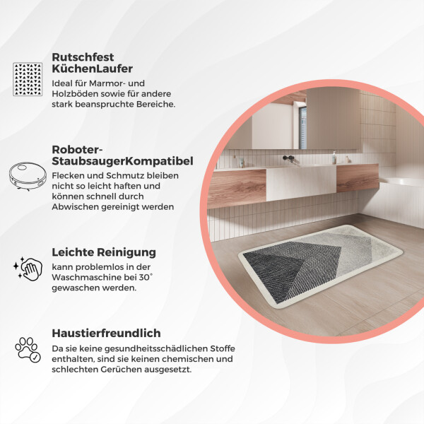 Miqna 2-piece non-slip bath mat Set , washable (60x100 &amp;amp; 50x60 cm)
