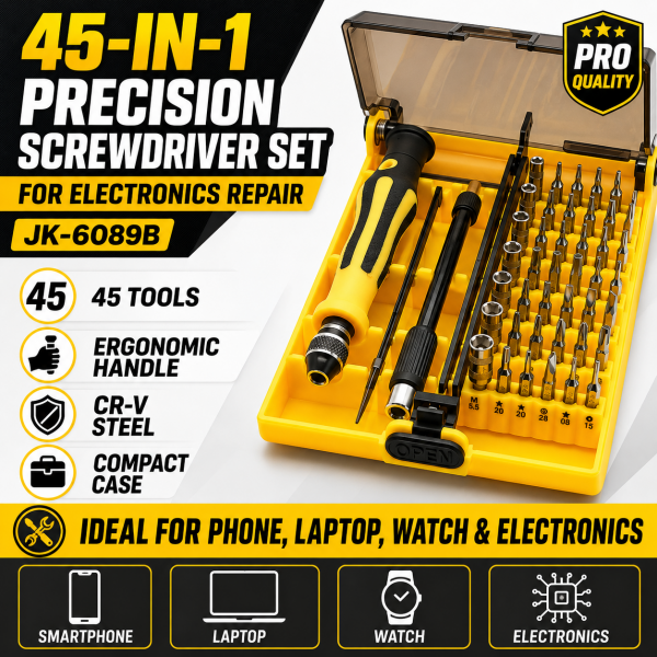 45-in-1 Professional Screwdriver Tool Kit for Electronics Repair JK-6089B, iPhone, Samsung