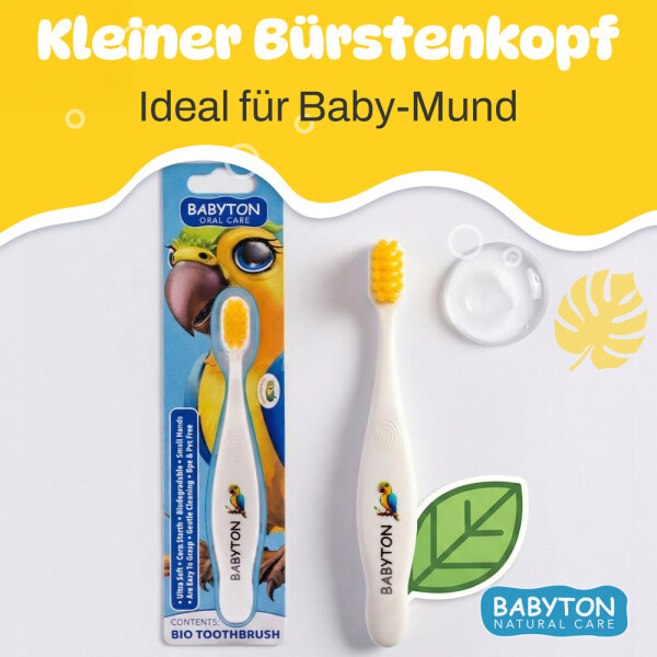 Babyton organic toothbrush made from corn, soft & environmentally friendly, ergonomic handle
