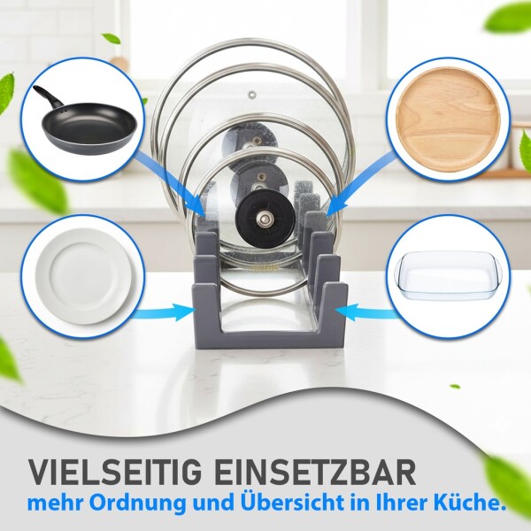 DecoBella 3 Stück Topfdeckelhalter 6 Fächer – platzsparender Küchen Organizer