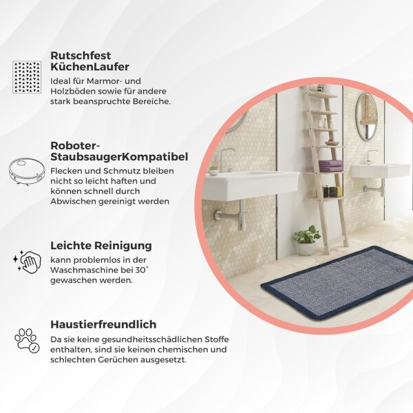 Miqna 2-piece non-slip bath mat Set , washable (60x100 &amp;amp; 50x60 cm)