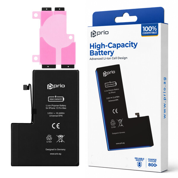 Prio Hochleistungsakku für iPhone 12 Pro Max (4240 mAh) - Universeller APN -