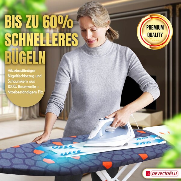 Ironing board, iron rest, ironing board cover 36X114cm, height 50-80cm, black