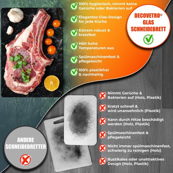 Decovetro Glass Cutting Board | 40x30cm | Glass Cutting Board | Easy to clean