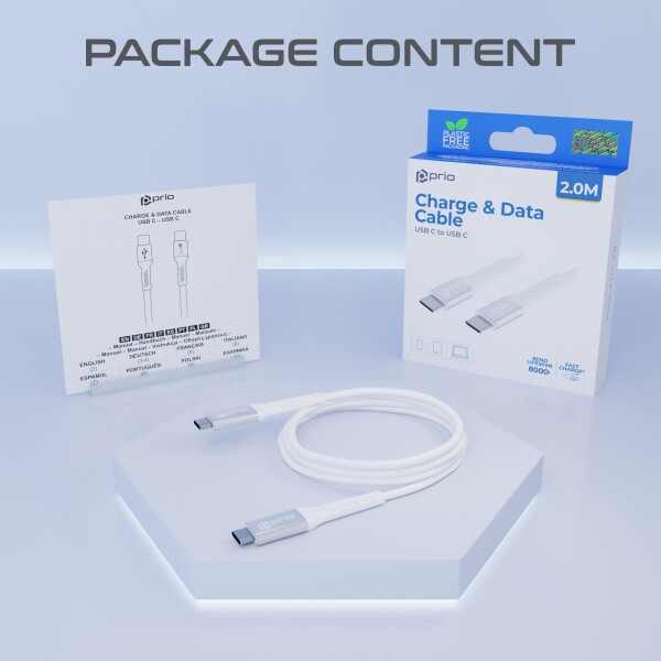 prio Charge & Data Cable USB C to USB C 2.0m white