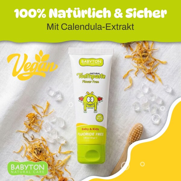 Babyton Natural Toothpaste Tropical Flavor, SLS/Fluoride/Paraben Free 50ml