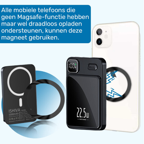 UFUZON Ishiva Magnetic Wireless Power Bank 5000 mAh, 22.5W USB-C