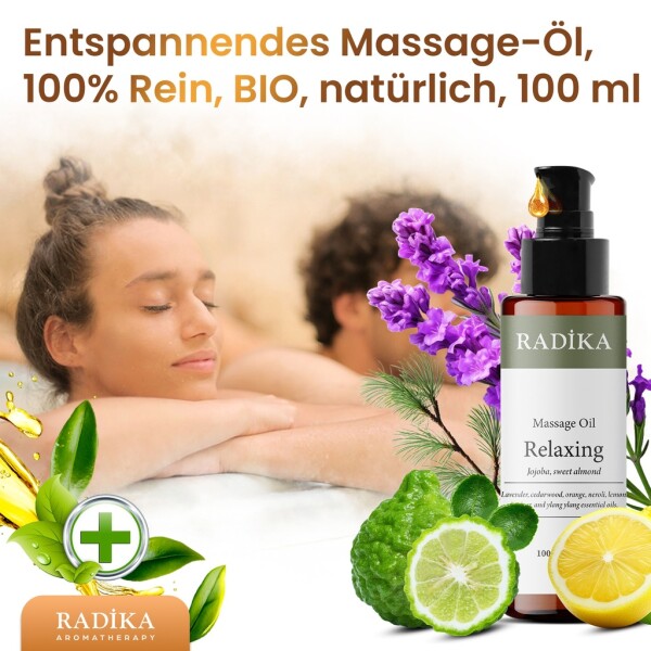 Massage oil, relaxing massage oil, 100% pure, organic, natural, 100 ml
