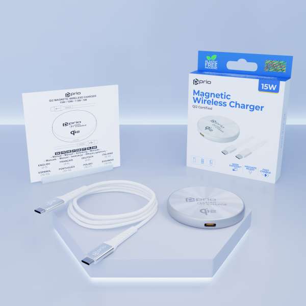 prio Chargeur magnétique sans fil MAG (USB C) argent