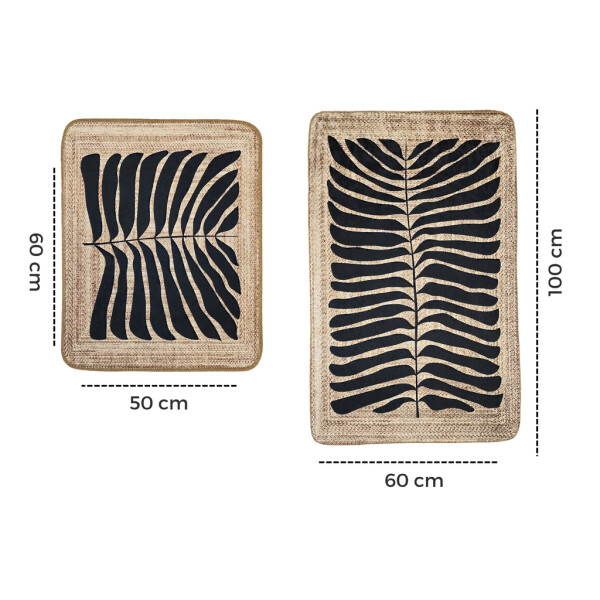 Miqna 2 parçalı kaymaz banyo paspası Set , yıkanabilir (60x100 ve 50x60 cm)