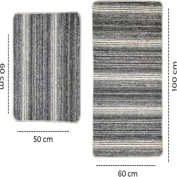 Miqna 2-piece non-slip bath mat Set , washable (60x100 &amp;amp; 50x60 cm)