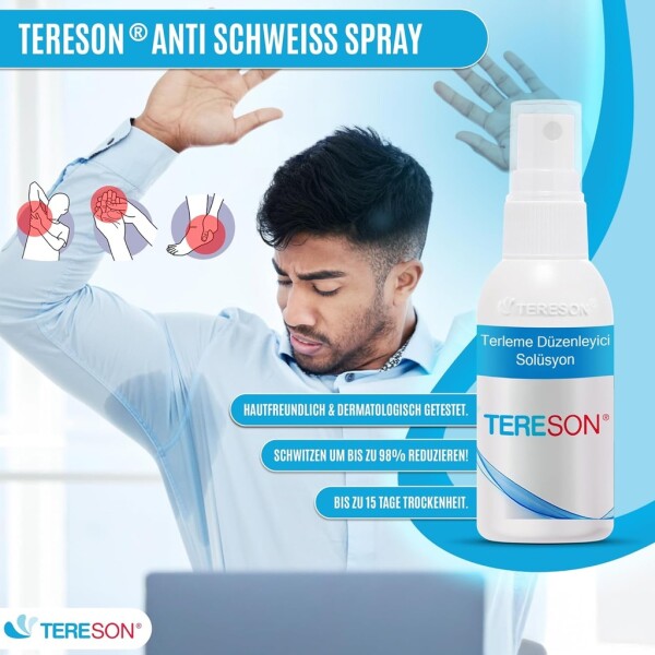 Tereson® 2x Anti Sweat Spray – Strong antiperspirant for hands & feet