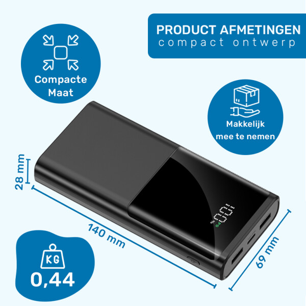 Ufuzon Power Bank 20000 mAh, PD 22.5W Fast Charging QC 3.0 USB C