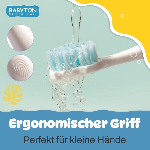 Babyton organic toothbrush made from corn, soft & environmentally friendly, ergonomic handle