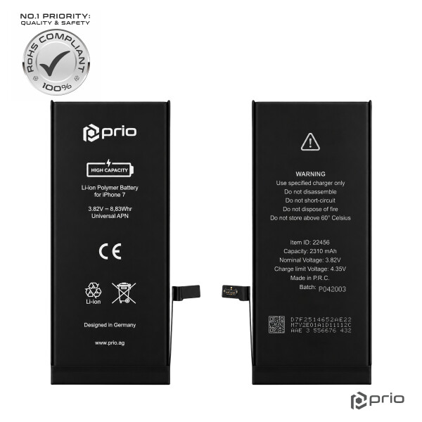 prio High-Capacity Battery for iPhone 7 (2310 mAh) - Universal APN -