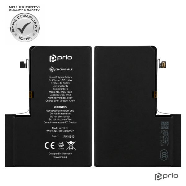 prio Diagnosable Battery for iPhone 12 Pro Max